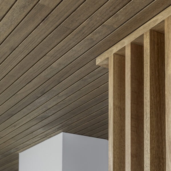 Timber-lined ceiling and custom timber screening detail in Stanwell Park No.3.